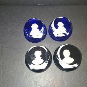 c 4 BACCARAT CRYSTAL FRANKLIN MINT GREAT LEADERS PAPERWEIGHTS BLUE US BLAC…